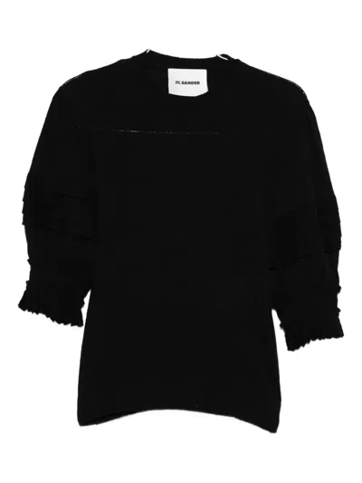 Jil Sander Pleated-sleeve Top In Black