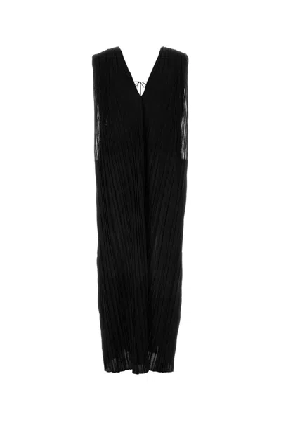 Jil Sander Pleated Sleeveless Midi Dress In Black