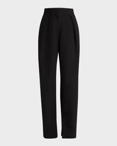 Jil Sander Pleated Straight-leg Trousers With Split Seams In Black