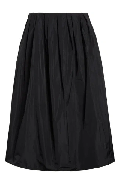 Jil Sander Pleated Taffeta Midi Skirt In Black