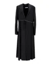 Jil Sander Pleated Tie-waist Coat In Black Wool In Black