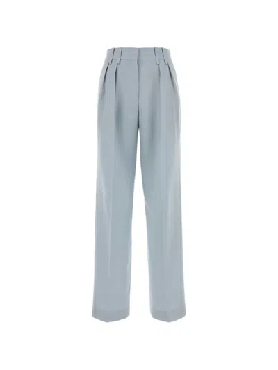 Jil Sander Wool Palazzo Trousers Pleated Front Wide Leg In Blue