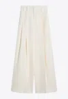 Jil Sander Wide Cream Trousers In Silk Blend In Neutral