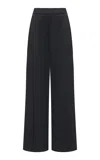 Jil Sander Pleated Satin Wide Leg Pants In Black