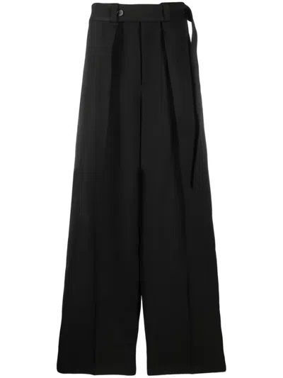 Jil Sander Pleated Wide-leg Trousers In Black