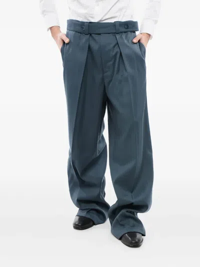 Jil Sander Pleated Wide-leg Trousers In Blue