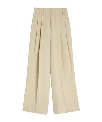 Jil Sander Pleated Wide-leg Trousers In Brown