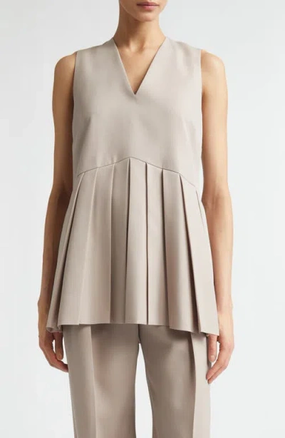 Jil Sander Pleated Wool Gabardine Top In Neutral