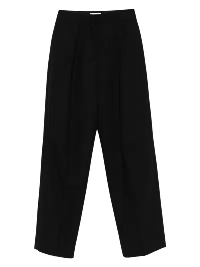Jil Sander Pleated Wool Trousers In Black