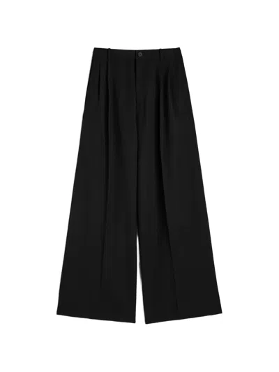 Jil Sander Pleated Wool Trousers In Black