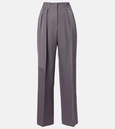 Jil Sander Pleated Wool Wide-leg Pants In Gray