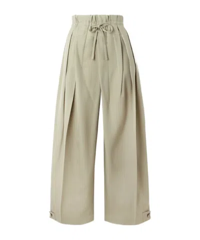 Jil Sander Pleated Wool-twill Wide-leg Pants In Green