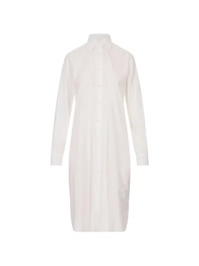 Jil Sander Pleated-collar Shirt Dress In White
