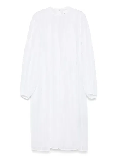 Jil Sander White Pleated Dress