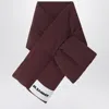 Jil Sander Plum Padded Scarf With Logo In Burgundy