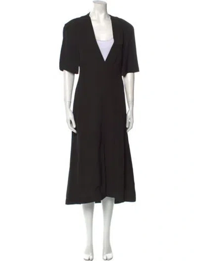 Pre-owned Jil Sander Plunge Neckline Long Dress W/ Tags In Black