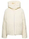Jil Sander Cream Quilted Hooded Shell Coat In Dune