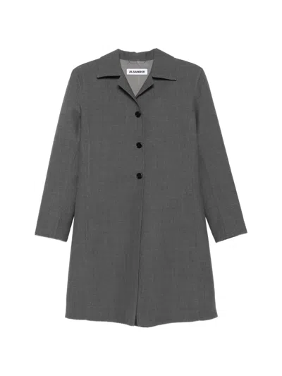 Jil Sander Pocket Buttoned Coat In Gray