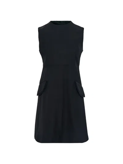 Jil Sander Pocket Lace-trim Mini Dress In Black