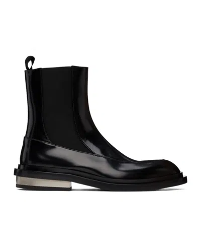 Jil Sander Glossed Leather Chelsea Boots In Black