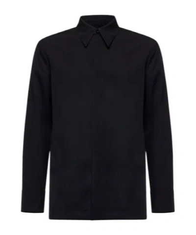 Jil Sander Pointed-collar Long-sleeved Shirt In Black
