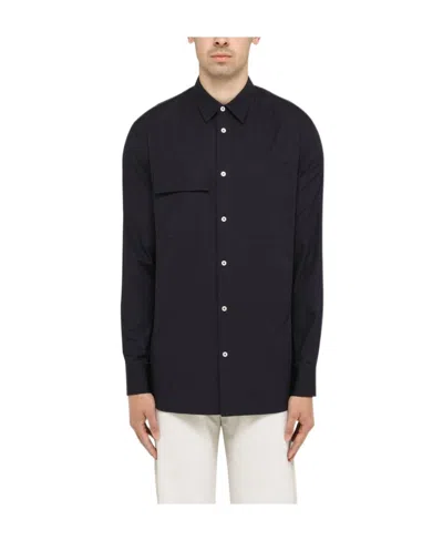 Jil Sander Pointed-collar Organic Cotton Shirt In Black
