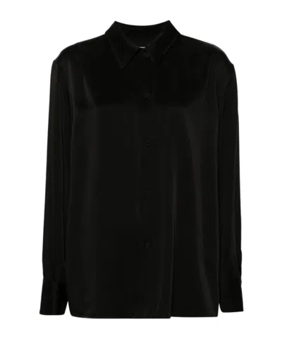 JIL SANDER JIL SANDER DETACHABLE JEWEL CLIP DETAILED SATIN SHIRT