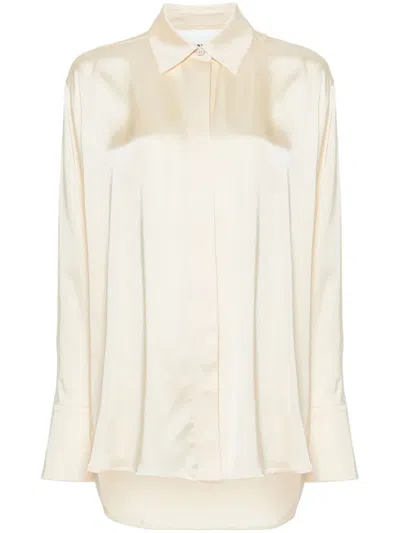 Jil Sander Pointed-collar Satin Shirt In Neutrals