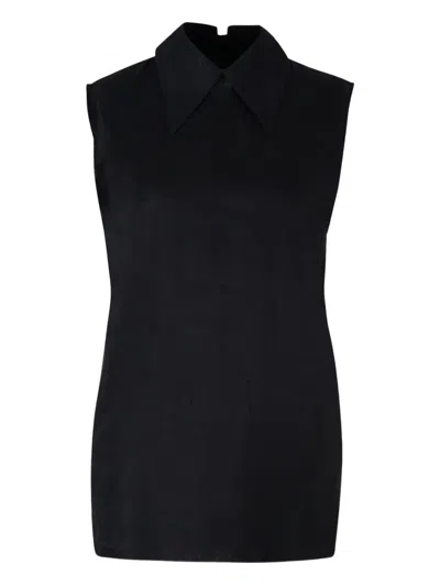 Jil Sander Pointed-collar Sleeveless Top In Black