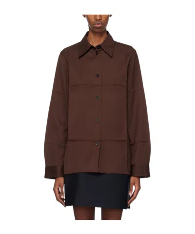 Jil Sander Pointed-collar Virgin Wool Shirt In Red