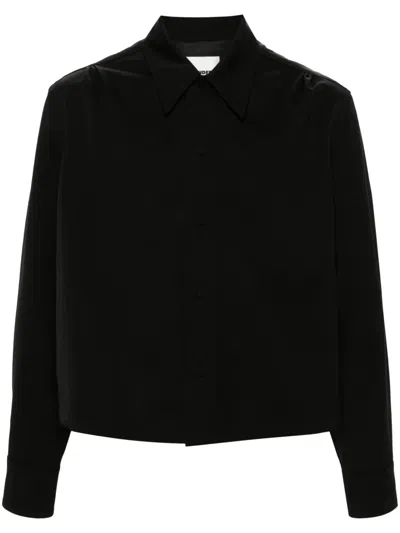 Jil Sander Pointed-collar Wool Shirt In Black