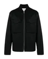 Jil Sander Pointed-collar Zip-up Wool Jacket In Black