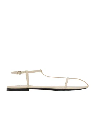 Jil Sander 10mm Leather T-bar Sandals In Light Beige