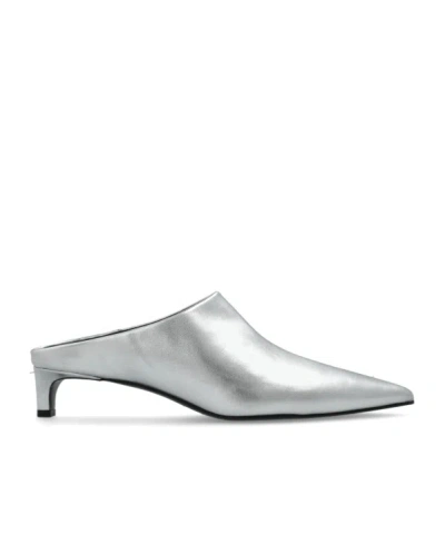 Jil Sander Pointed High Heel Mules In Silver