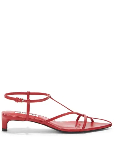 Jil Sander Pointed Open-toe Leather Sandals In Red