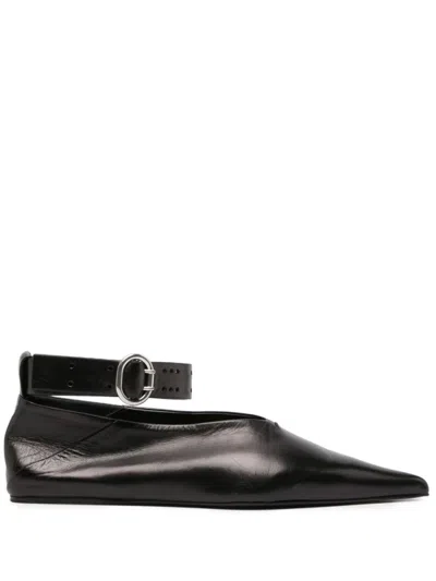 Jil Sander Pointed Toe Ballerinas In Black