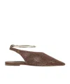 Jil Sander Perforated Suede Slingback Flats In Brown