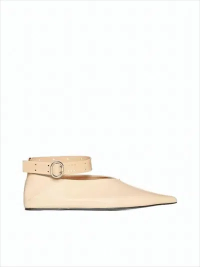 JIL SANDER POINTED TOE GOAT LEATHER FLATS