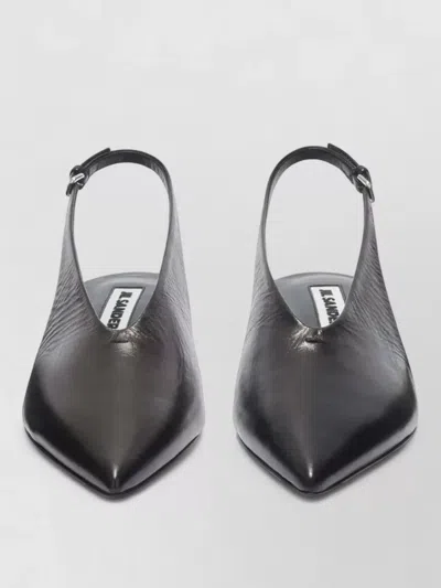 Jil Sander Pointed Toe Kitten Heel Slingback Pumps In Black