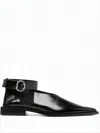Jil Sander Pointed-toe Leather Flats With Ankle Strap In Black