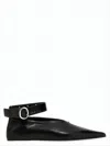 Jil Sander Pointed-toe Leather Loafer With Ankle Strap In Black