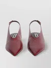 Jil Sander Pointed Toe Leather Slingback Pumps In Burgundy