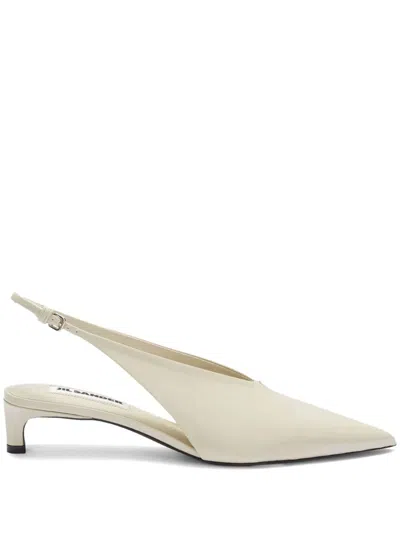 JIL SANDER POINTED-TOE LEATHER SLINGBACK PUMPS
