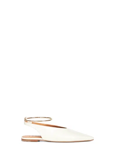 Jil Sander Pointed Toe Slingback Flat In Beige