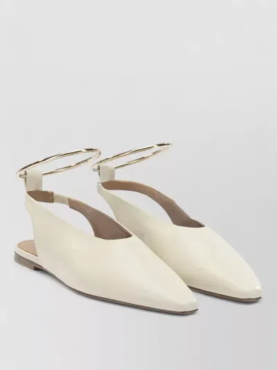 Jil Sander Pointed Toe Slingback Flat Shoes In White