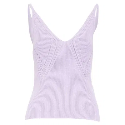 Jil Sander Pointelle Ribbed Knit Tank Top In Purple