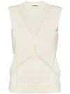 Jil Sander Pointelle Wool-cotton Blend Knitted Top In 103 Piuma