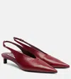 Jil Sander Pointy Leather Slingback Pumps In Red