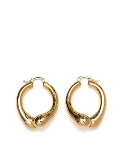 Jil Sander Polished Hoop Earrings In Gold