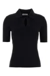 Jil Sander Short-sleeved Knit Polo Shirt In Black